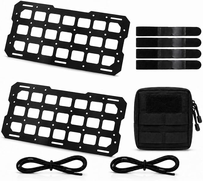 Visor MOLLE Organizer Panels for Car Sun Visor – Rigid ABS Sun Visor Organizer with MOLLE Webbing – Adjustable Fit for Truck SUV (2 Pack)