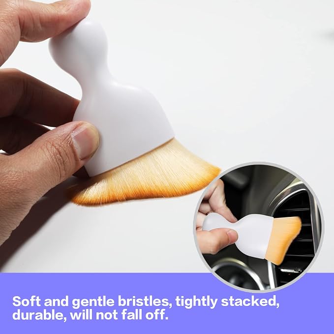 Car Interior Detailing Brush,Soft Bristle Cleaning Brush Car Detailing Brush Dusting Brush,Car Interior Cleaning Tool,Auto Detail Brush Car Dash Duster Brush (White with Cap)