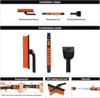 3 in 1 Silicone Snow Brush with Ice Scrapers, 39.37" Extendable Window Ice Removal with Squeegee for Windshield, 360° Pivoting Brush Head Cleaner Tool for Car, Truck, SUV