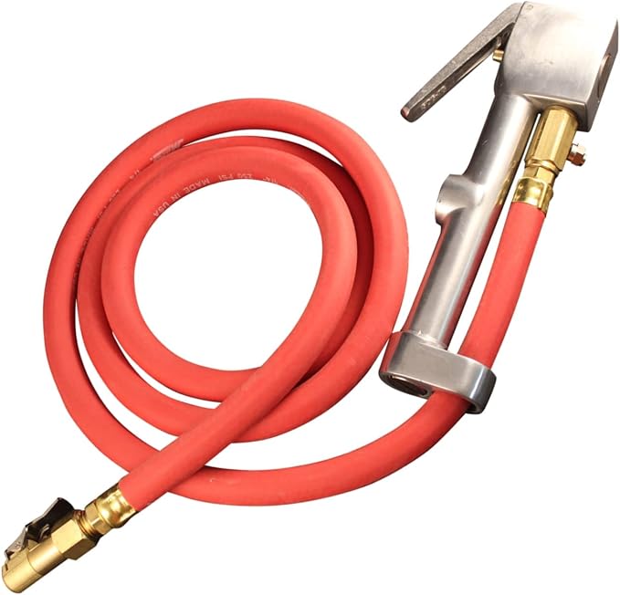 518 Analog Tire Inflator with Pressure Gauge, 5' Hose Easy Straight Clip-on Chuck, Made In USA (OSHA Compliant) 10-160 PSI