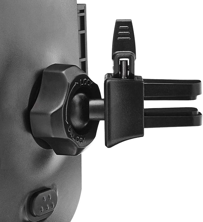 Universal Portable Smartphone Holder for Car, Air Vent Mount, 360° Rotation, Easy to Install, One-Handed Release, Adjustable and Secure, Grey