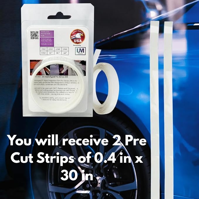2 Door Edge Guard Made with Paint Protection Film, Scotch Guard, PPF 8mil Precut Strips, Universal Fit Cars, Truck, SUV, Clear Tape, Door Protector, Car Accessories