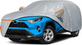 Car Cover for 2005-2026 Toyota RAV4, Waterproof Custom-fit All Weather Sun Rain UV Dust Snow Protection Windproof Outdoor RAV4 SUV Car Cover with Door Zipper and Cotton Lining-Gray