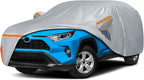 Car Cover for 2005-2026 Toyota RAV4, Waterproof Custom-fit All Weather Sun Rain UV Dust Snow Protection Windproof Outdoor RAV4 SUV Car Cover with Door Zipper and Cotton Lining-Gray