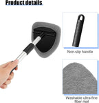 Car Windshield Cleaner Tool, Vehicle Window Detailing Cleaning Kit with Extendable Handle & 4 Washable Microfiber Pad, Auto Glass Wiper Cleaner for Exterior & Interior, Universal Fit (Gray)