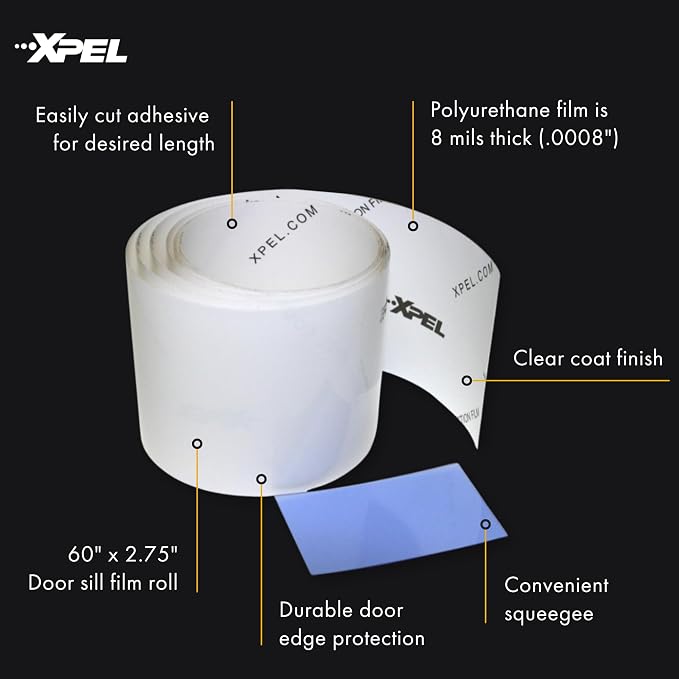 Clear Universal Door Sill Guard - 60" x 2.75" - Ultimate Protection for Car or Truck Door Sills against High Traffic and Damage, Easy to Install Interior Protection Film Kit