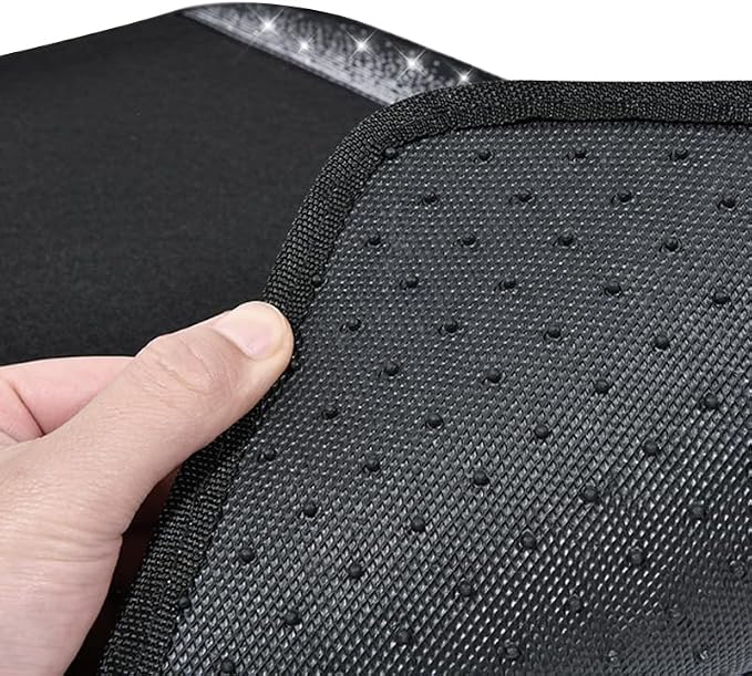 Bling Car Mats Shining Diamond Carpet Crystal Rhinestone Sparkly Glitter Floor Mats with Anti-Slip PVC Pad Universal Fit Automotive SUV,Sedan,Van,4pcs for Girl Women, Black Sliver Diamond