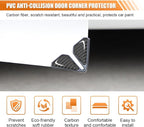 2PCS Car Door Protector Edge Guards for Door Corner, Carbon Fiber Anti-Collision Front Doors Corner Protector Self-Adhesive Sticker, Universal Vehicle Decoration Accessories (Black)