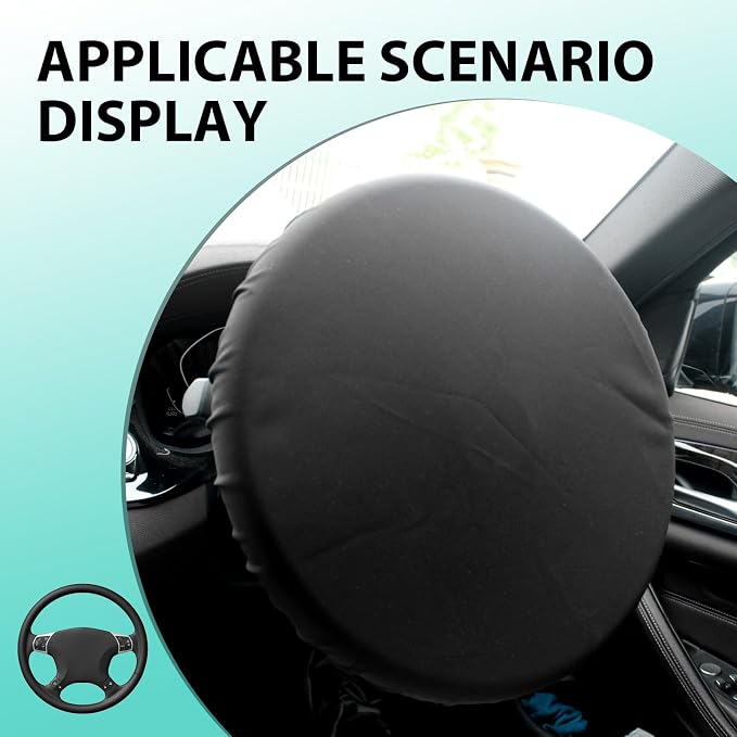 Car Steering Wheel Sunshade, Universal 15.7" Steering Wheel Sunshade, Full Coverage Auto Interior Wheel Sunshade Accessory, Suitable for Sedans SUVs Trucks (Black)