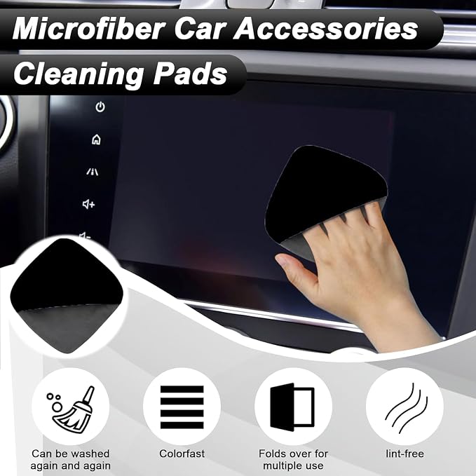 2PCS Car Screen Cleaner, 4.1''×4.1'' Microfiber Dashboard Wipes, Square Microfiber Cloth, Automotive Display Wipes,Vehicle Screen Cleaner Tool for Dashboard Display, Car Interior Tool (Black)