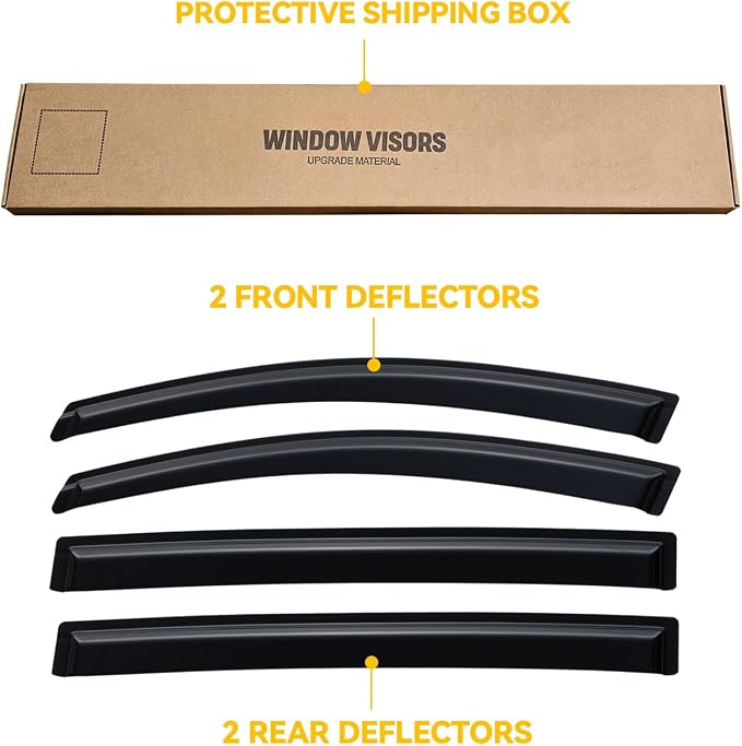 Rain Guards for 2011-2017 Honda Odyssey, Out-Channel Window Visor Shields Vent Deflector Shade Wind Dark Smoke 2012 2013 2014 2015 2016, Tape-On Outside-Mount, 4PCS