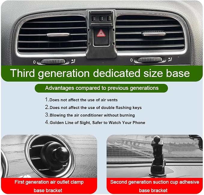 Car Phone Holder for Volkswagen Golf Auto Accessories [Only for VW 2012-2013 Golf R & 2010-2014 Golf/GTI] [Auto Lock Hands Free Cell Phone Mount Car fits for iPhone & All Smartphones]