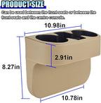 ZIMISI Car Cup Holder, Leather Front Console Gap Filler Organizer (Beige) | Car Seat Gap Filler Storage Box, Multifunctional Car Cup Drink Holder, Coin Bucket, Cell Mobile Phone Holder