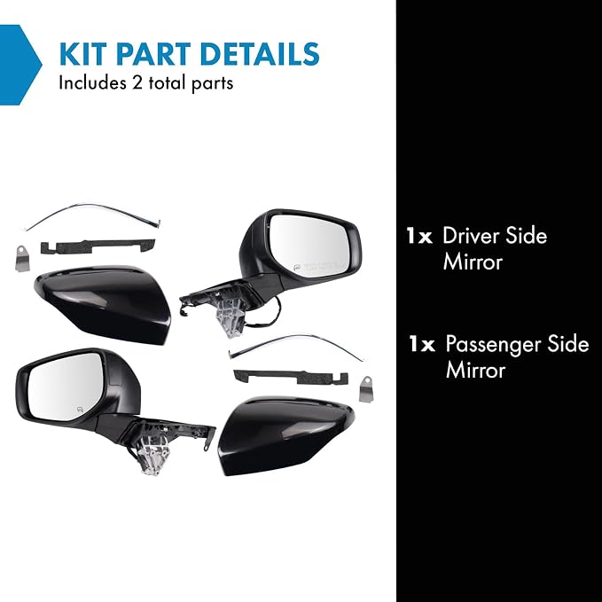 Driver and Passenger Side Mirror Set Power Heated Manual Folding Smooth Black Compatible with 2020-2022 Subaru Outback Legacy SU1320181 SU1321181