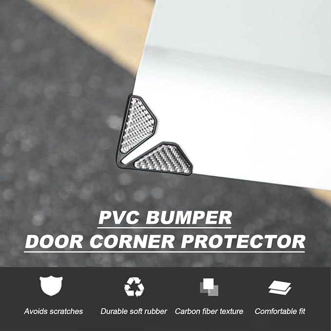 2 PCS Car Door Corner Protector Edge Guards, Real Carbon Fiber Anti-Collision Car Door Edge Protector, Self-Adhesive Decorative Auto Corner Protect, Vehicle Exterior Accessories (Silver)