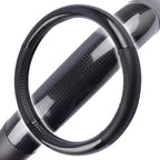 Carbon Fiber Steering Wheel Cover White Vinyl with Fiber Accent - Black Carbon, 14.5-15 inch