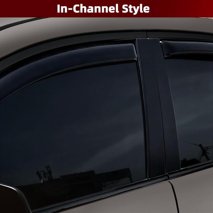 4PCS in-Channel Rain Guards Fit for Hyundai Elantra 2021 2022 2023 2024 2025 2026, Smoke Tinted Window Visors Wind Deflectors, Vent Shades Shiedlds with 2pcs Side Mirror Rain Visors