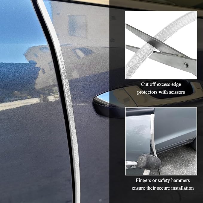 16.4Ft(5M) Car Door Edge Guards, Car Door Protector, U Shape Edge Trim Rubber Anti-Collision Seal Protector, No Glue Required Auto Entry Guard Seal Strips Fit for Trucks SUVs Sedans (White)