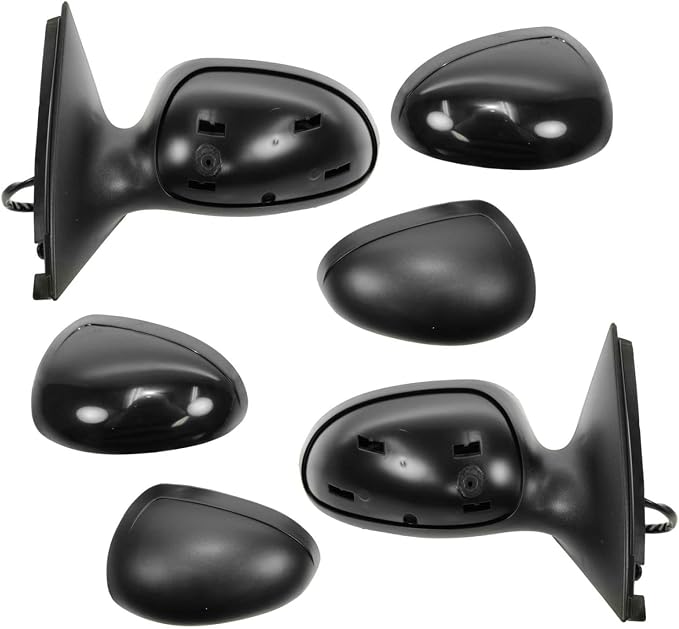 4 Piece Driver and Passenger Side Mirror Assembly Set Electric Adjustment Heated No Memory Black Compatible with 2000-2007 Ford Taurus 2000-2005 Mercury Sable With Textured Cap FO1320193 FO1320353
