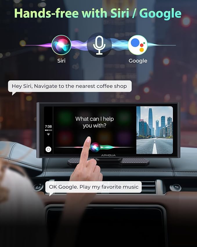 Carplay Screen for Car, 10.26" Wireless Car Play for Apple Carplay & Android Auto,4K Dash Cam,1080p Backup Camera DVR,Car Audio Receivers GPS Navigation Mirror Link, Bluetooth,FM, Siri