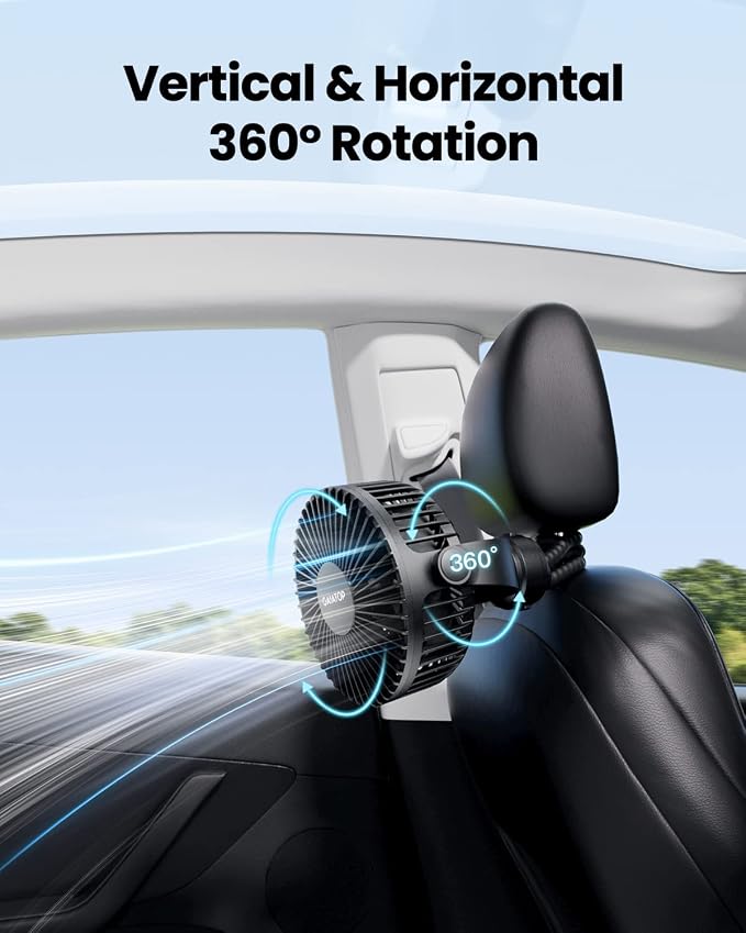 Mini Portable Stroller Fan, Battery Operated Small Clip on, Detachable 3 Speed Rechargeable, 360° Rotate Flexible Tripod Better Cooling for Car Seat Crib Treadmill Travel Black