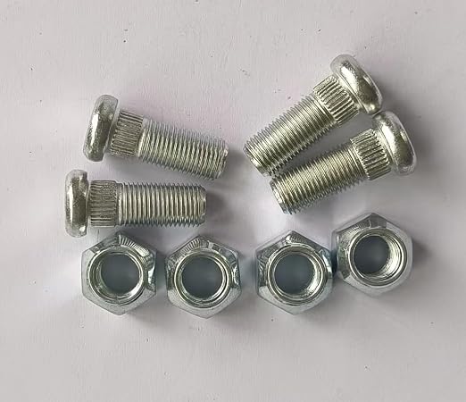 4PCS Wheel Bolt Lug Studs 101922201 416-061 & 4pcs Nuts Compatible with Club Car DS Golf Cart Gas Electric 1982-up Replace 1034779-01