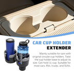 Car Double Cup Holder Expander, 2 in 1 Multifunctional Vehicle Cup Holder Adapter with Adjustable Base, Auto Drink Bottles Extender Organizer, Universal for SUV Automobile Truck (Gray)