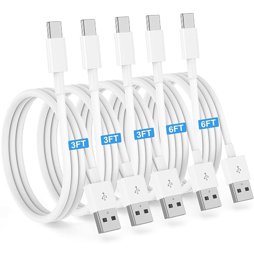 Car CarPlay Cable for iPhone 17, 16, 15 USB C Charger Cord, 5-Pack 3FT x 3 + 6FT x 2 USB A to USB C Charging Cable for Apple iPhone 17/17 Pro/Air/16e/16/15 Pro Max/Plus Cord, for iPad Pro/Air