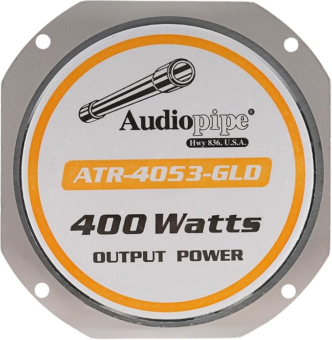 Heavy Duty Super Tweeter (ATR-4053-GLD), 400 Watts, Die Cast Aluminum Frame, Candy Gold, Diamond Chrome Cutting Fnish, 1.5” Kapton Voice Coil, 4-8 Ohms