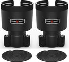 2 Pack Car Cup Holder Expander with Offset Adjustable Base, Compatible with Hydro Flasks 32/40 Ounce, Compatible with Yeti Ramblers 20/26/30 Ounce, Other Bottles in 3.4"-3.8" (Black)