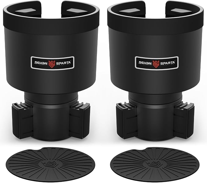 2 Pack Car Cup Holder Expander with Offset Adjustable Base, Compatible with Hydro Flasks 32/40 Ounce, Compatible with Yeti Ramblers 20/26/30 Ounce, Other Bottles in 3.4"-3.8" (Black)