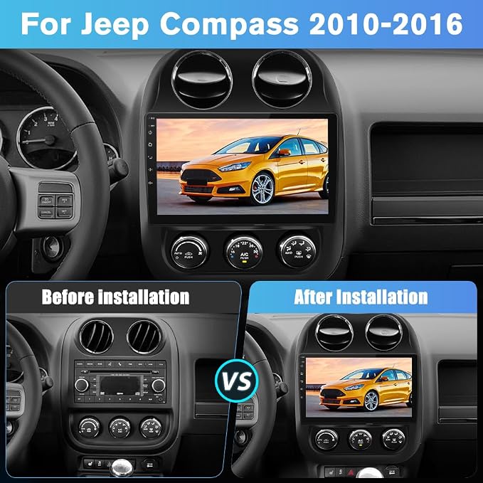 [4Core+64GB] Android Car Stereo for Jeep Patriot Compass 2010 2011 2012 2013 2014 2015 2016, 10" Touch Screen Radio for Jeep Compass with CarPlay Android Auto GPS 5GWiFi Included Camera