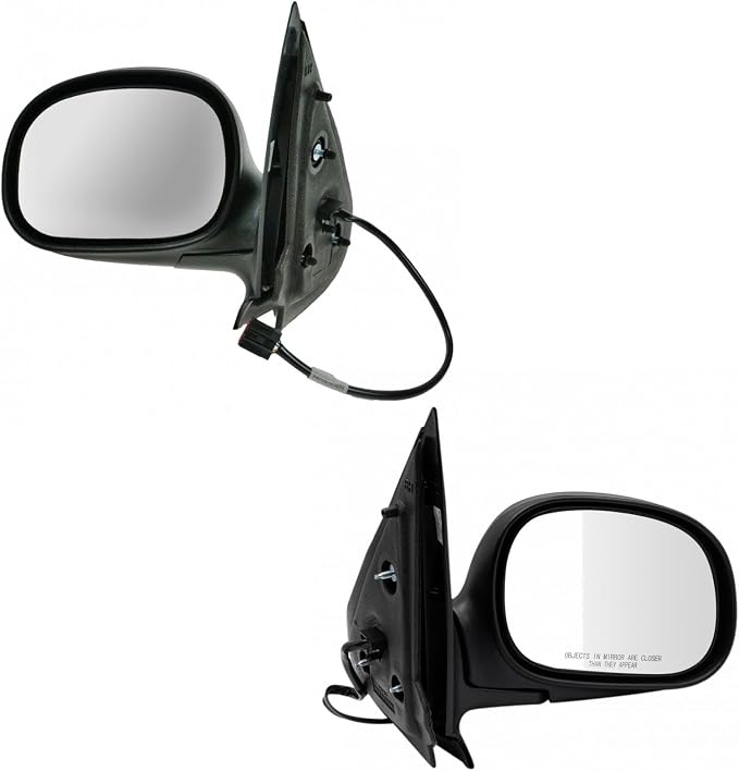 2 Piece Driver and Passenger Side Mirror Assembly Set Electric Adjustment Heated No Memory Black Compatible with 1997-2002 Ford Expedition FO1320201 FO1321201
