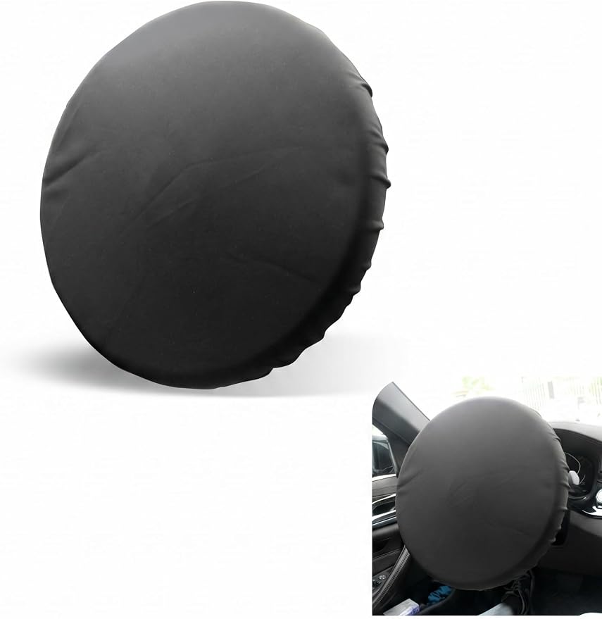 Car Steering Wheel Cover, Waterproof Sunproof Heat-Insulated Steering Wheel Protector, Thickened Soft Full-Coverage Car Interior Accessory, Universal for Most Cars (Black)