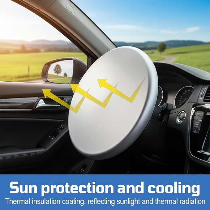 Steering Wheel Sun Cover, 2PCS Anti-Heat Steering Wheel Sun Shield Auto Sunshade Accessories for Cars SUV Truck (16.54inch)