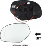 LH Driver Side Mirror Glass Replacement for 2007-2014 Chevrolet Silverado Suburban Tahoe Avalanche GMC Sierra Yukon XL Cadillac Escalade Rearview Side Heated Mirror with signal light Replace GM1325138