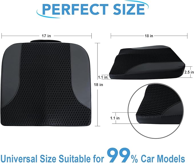 Car Seat Cushion, Car Seat Pillow, Automotive Cushion | Memory Foam Car Seat Cushion for Long Driving, Butt Pillow for Pain Relief, Driver Seat Cushion for Car, Truck, Office, Black