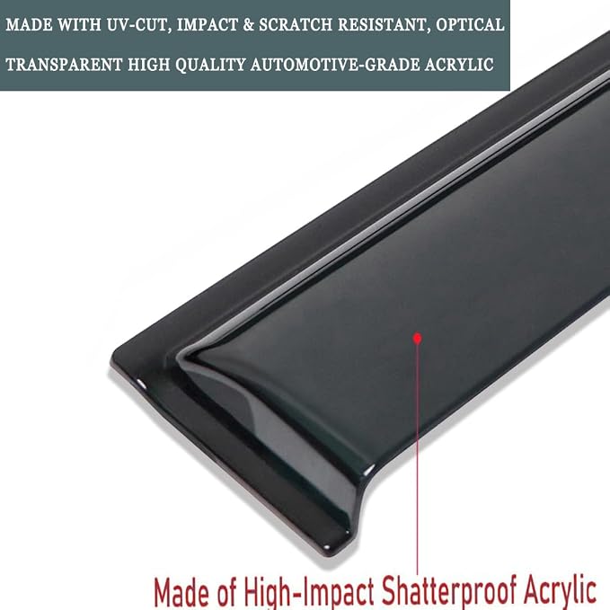 Window Visors fit 08-16 Chrysler Town & Country, 08-20 Dodge Grand Caravan | Rain Guards, Window Deflectors, Vent Visor, Sun Shades, Window Shields, Dark Smoke, Car Accessories