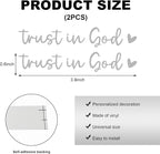 2PCS Trust in God Rearview Mirror Decals, Automotive Vinyl Rear View Mirror Decorative Stickers, Waterproof Trust in God Stickers for Car Truck Laptop, Car Accessories (Silver)