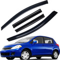 Extra Durable Outside-Mount Auto Vent Window Visor, Fits 2007-2012 Nissan Versa Hatchback, 2007-2011 Nissan Versa Sedan, UV Protection Rain Guard, Original Wind Deflector, Smoke, 4-Pcs