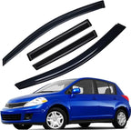 Extra Durable Outside-Mount Auto Vent Window Visor, Fits 2007-2012 Nissan Versa Hatchback, 2007-2011 Nissan Versa Sedan, UV Protection Rain Guard, Original Wind Deflector, Smoke, 4-Pcs