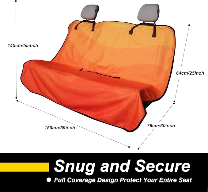 Back Seat Cover for Car Trucks Van SUV Jeep,Waterproof Rear Bench Towel Seat Covers for Dogs and Kids,Automotive Backseat Protector (Orange)