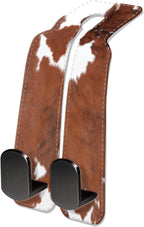 Car Seat Headrest Hook, Universal Leather Cute Hanger Holder Hook, Storage Organizer Interior Accessories for Purse Bags Handbag Brown White Cowhide