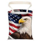 Cute Car Trash Can, Hanging Canvas Car Back Seat Organizer and Storage Bag, Funny Car Trash Bag for Travelling, Outdoor Eagle USA Flag