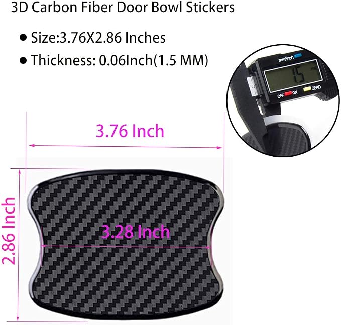 4Pcs Car Door Handle Protective Films,Universal 3D Carbon Fiber Car Door Handle Paint Protection Film for Grip Recesses(S)