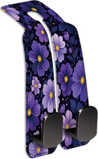 Car Seat Back Storage Hook, Funny Car Purse Hook, Cute Vehicle Storage Organizer for Purses Handbags Purple Flower Pattern