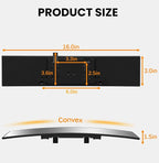 Rear View Mirror, Chrome Anti-glare Panoramic Rear Mirrors Universal 16 Inch Convex Interior Clip on Extra Big Wide Angle Rearview Mirror Extender to Reduce Blind Spot for Pickup Truck Van