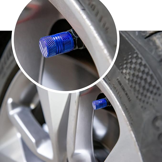 Tire Valve Stem Caps for Car American Flag Tires Air Caps Cover 8 Pack Corrosion Resistant Premium Alloy Universal for SUV Truck Motorcycle Bike Blue