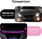 1PC Car Hood LED Strip Light, 59In Waterproof Pink Flexible LED Light Strip with Adhesive Tape, Exterior and Interior Decoration, Universal for Most Cars, Trucks, SUVs (Pink)
