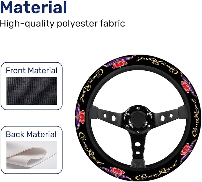 Royal Whisky Steering Wheel Cover, Non Slip Polyester Car Wheel Protector for Car SUV Truck, Universal 15 Inch